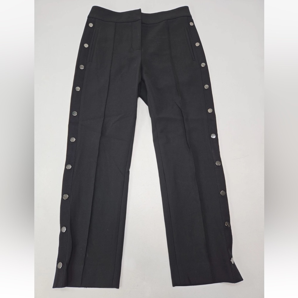 Veronica Beard Irving Pant Button Leg Ponte Straight Leg Ankle Black Size 6